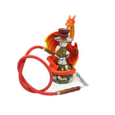 Top Brand Resin Red Dragon Hookah Smoking Shisha 31.5cm Metal Water Pipe