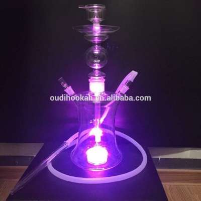 2016 Glass Hookah Hot Sale In Europe Silicone Hose Hookah Glass with LED Glass Hookah