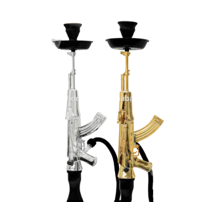 Wholesale Russian Gun Shape Aluminum Ak47 Golden Silver Nargile Chicha Hookah Shisha